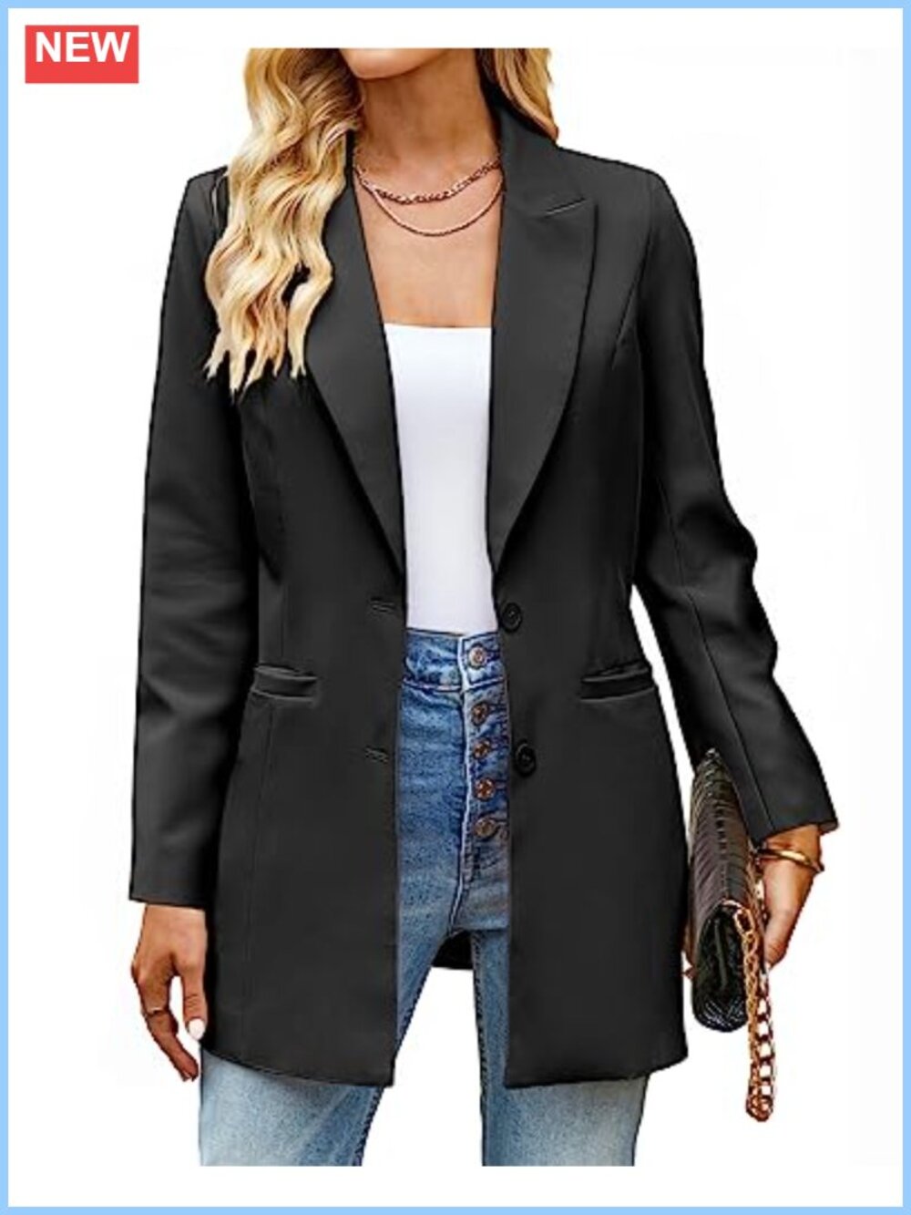 Women's Long Blazer Business Casual Work Office Suit Jacket Lapel Pockets